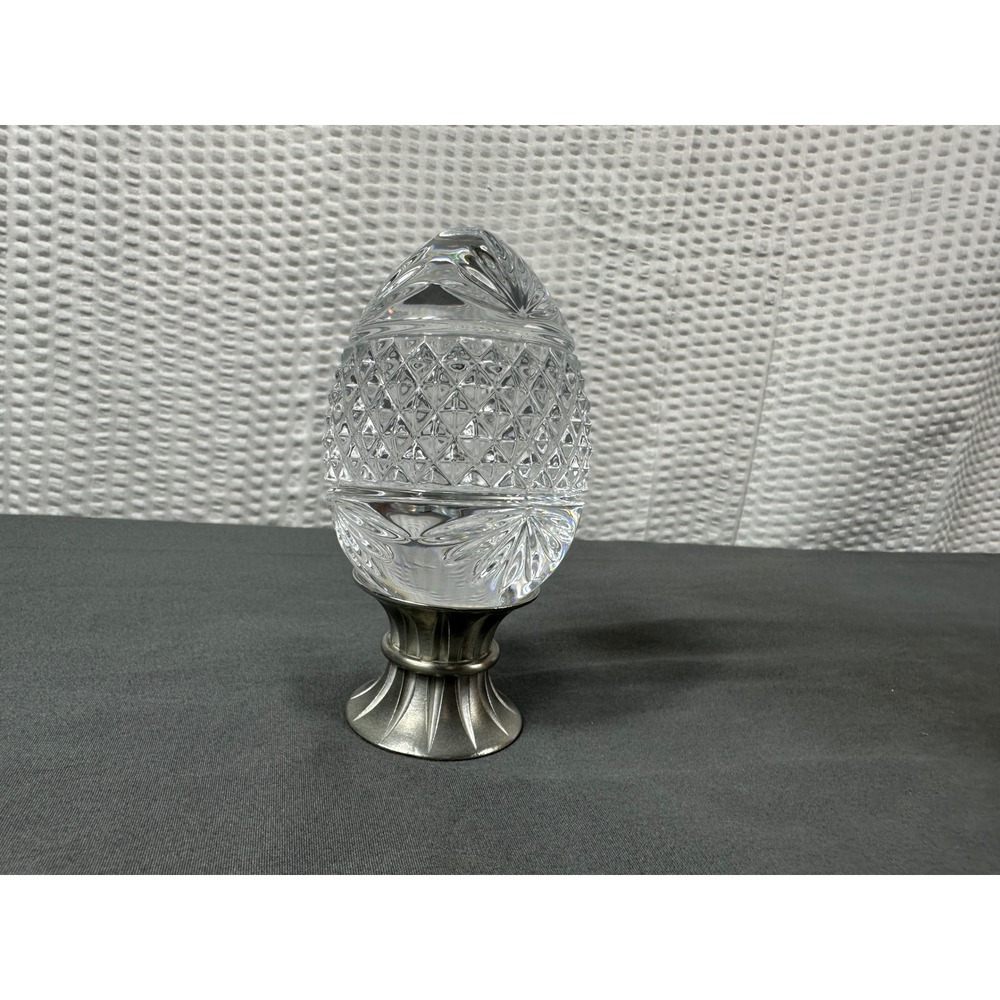 Vintage Avon Majestic 24% Lead Crystal Egg On Pewter Stand- Original Box